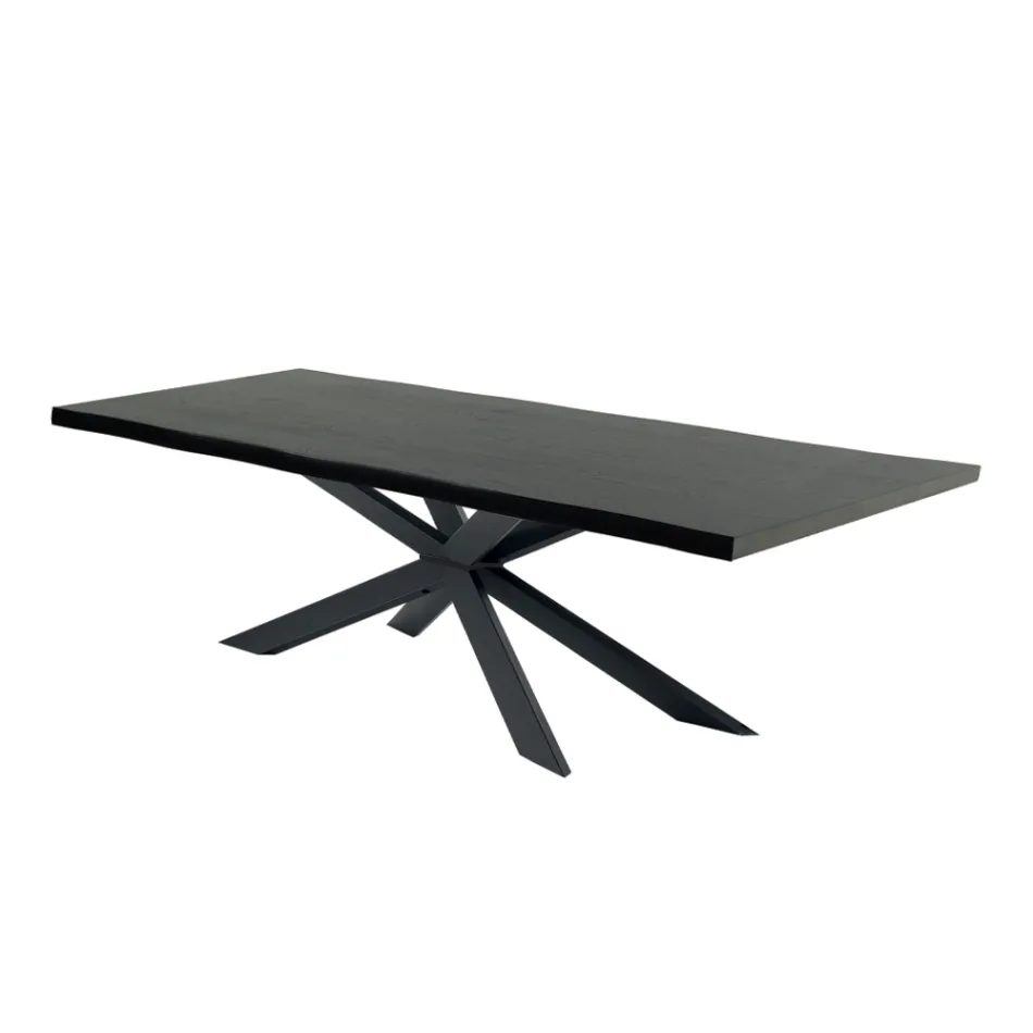 طاولة مطبخ عصرية من الخشب المقشر والفولاذ، صنع في إيطاليا - جروتا Viadurini