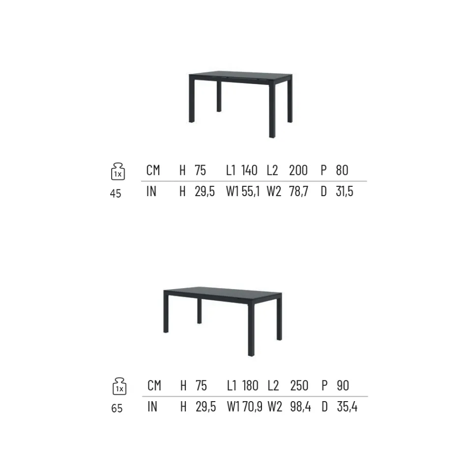 طاولة خارجية قابلة للتمديد حتى 250 سم مصنوعة من المعدن في إيطاليا - بيفرلي Viadurini