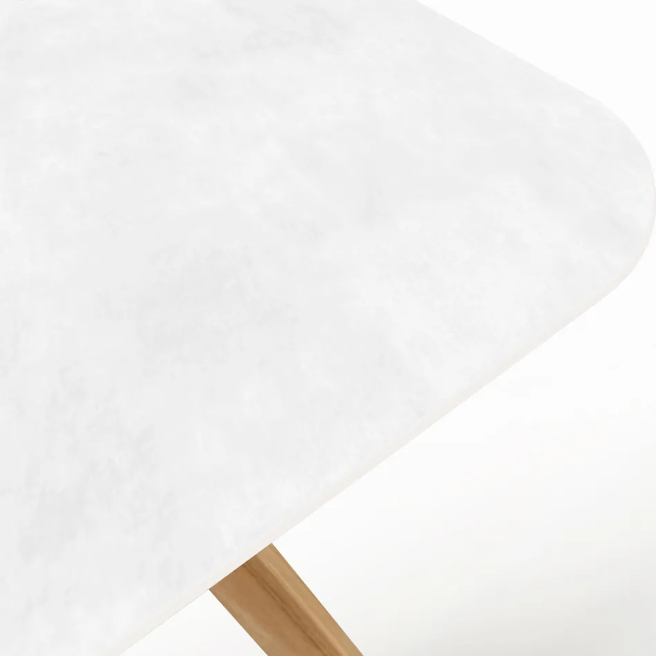 طاولة خارجية بقاعدة خشبية وسطح سيراميك أبيض بالكامل - إنفينيتي Viadurini