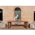 طاولة خارجية من أوكومي مايكروسمنت وخشب الساج، صنع في إيطاليا - قلم رصاص Viadurini