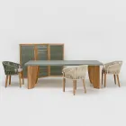 طاولة خارجية من أوكومي مايكروسمنت وخشب الساج، صنعت في إيطاليا - قلم رصاص Viadurini