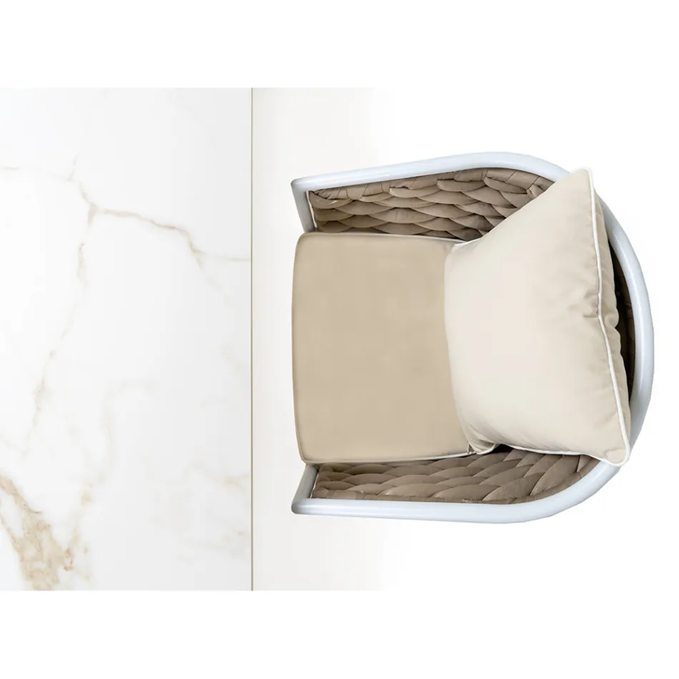 طاولة حديقة مع 4 كراسي من الألومنيوم والنسيج - أرتيس Viadurini