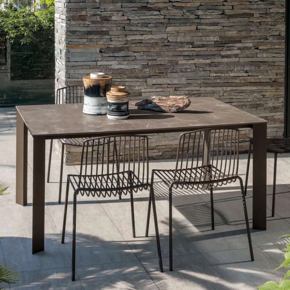 طاولة حديقة HPL بهيكل من الألومنيوم مصنوعة في إيطاليا - كارل Viadurini