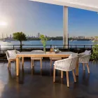 طاولة حديقة من خشب الساج الطبيعي وسطح من السيراميك - آرتيس Viadurini