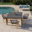 طاولة حديقة من خشب الساج الطبيعي وسطح من السيراميك - آرتيس Viadurini