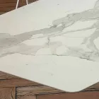 طاولة طعام برميلية من اللامينيم والرخام الصناعي، صنع في إيطاليا - برونتولو Viadurini