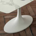 طاولة طعام برميلية من اللامينيم والرخام الصناعي، صنع في إيطاليا - برونتولو Viadurini