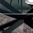 طاولة طعام على شكل برميل من الزجاج والفولاذ، صنع في إيطاليا - كايف Viadurini