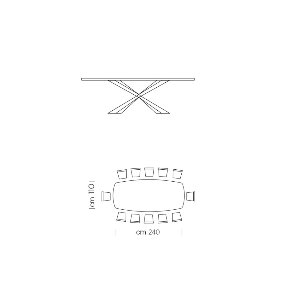 طاولة طعام على شكل برميل من الزجاج والفولاذ، صنعت في إيطاليا - كايف Viadurini