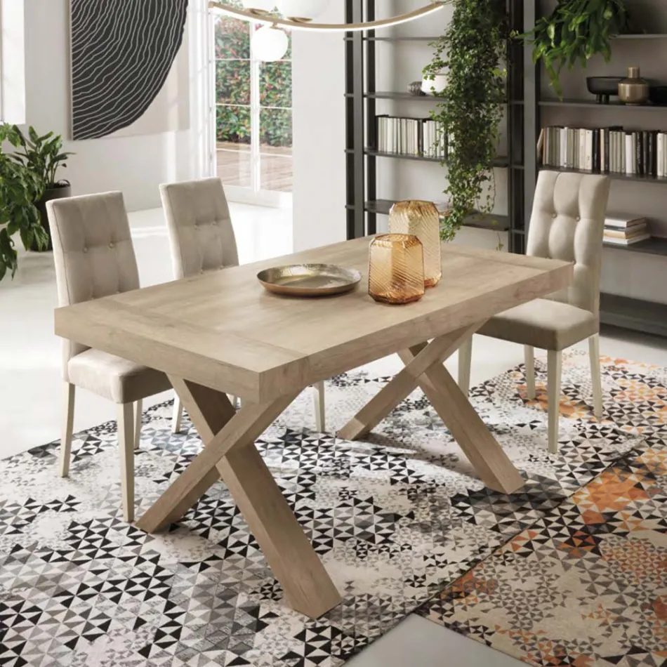 طاولة طعام قابلة للتمديد حتى 260 سم، بتصميم خشبي، صنع في إيطاليا - لينوفا Viadurini