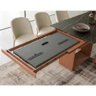 طاولة طعام قابلة للتمديد حتى 298 سم مصنوعة من السيراميك والمعدن، صنع في إيطاليا - زهرة عباد الشمس Viadurini