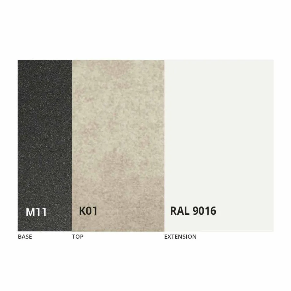 طاولة طعام قابلة للتمديد حتى ٢٩٨ سم بسطح معدني وسيراميك - أناكوندا Viadurini