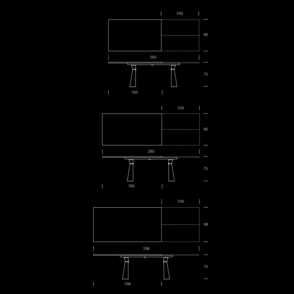 طاولة طعام قابلة للتمديد حتى ٢٩٨ سم من الميلامين، صنع في إيطاليا - Fedemo Viadurini