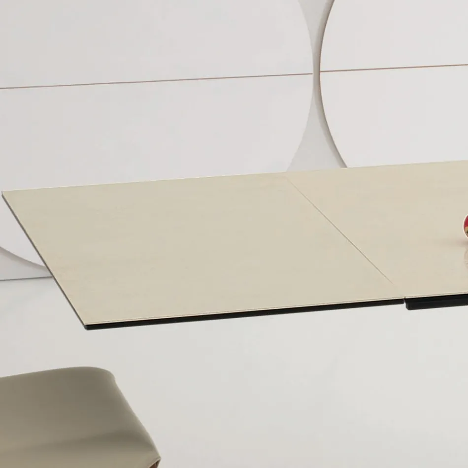 طاولة طعام قابلة للتمديد حتى 3 أمتار بأرجل من السيراميك والخشب - سيستيو Viadurini