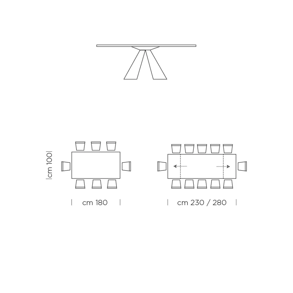 طاولة طعام قابلة للتمديد حتى 300 سم من صفائح HPL، صنع في إيطاليا - دالماتيان Viadurini