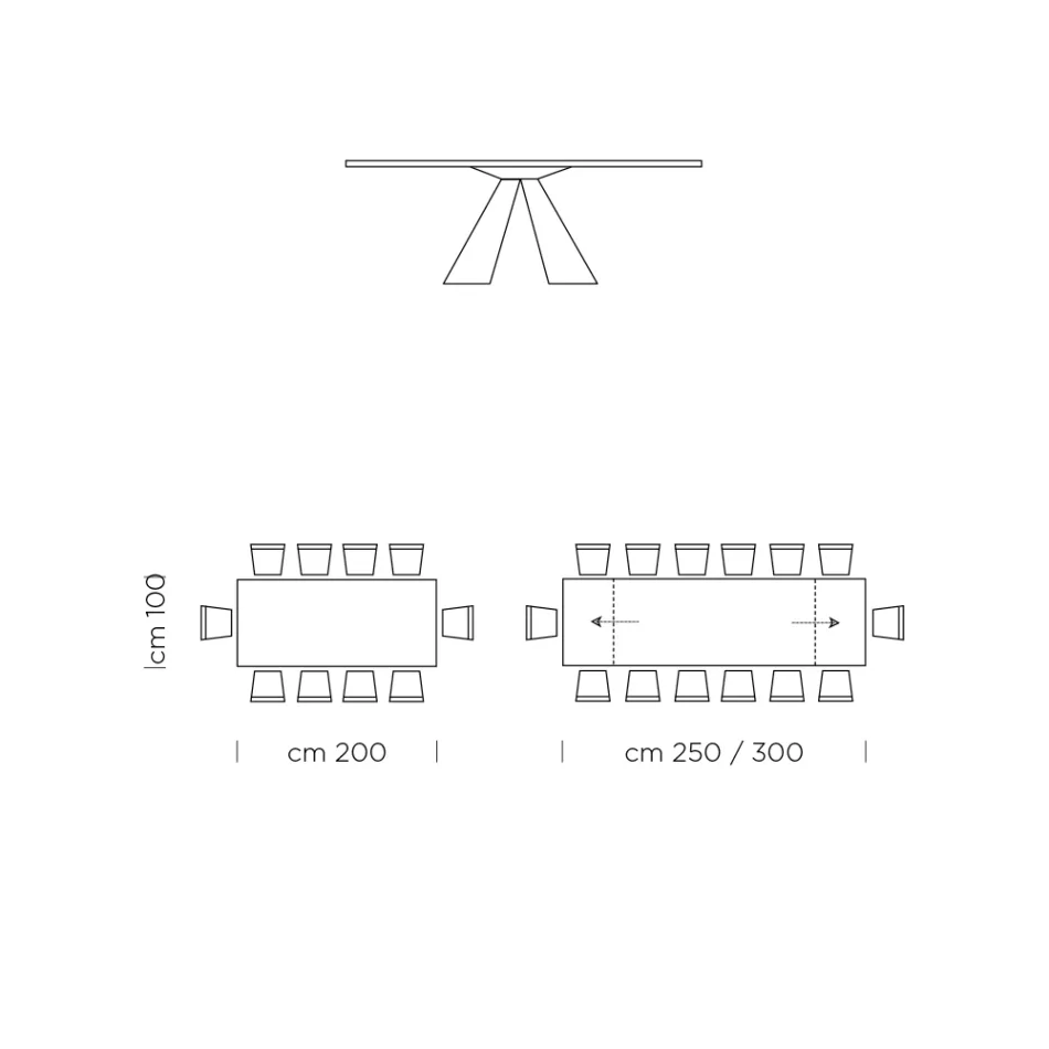 طاولة طعام قابلة للتمديد حتى 300 سم من صفائح HPL، صنع في إيطاليا - دالماتيان Viadurini