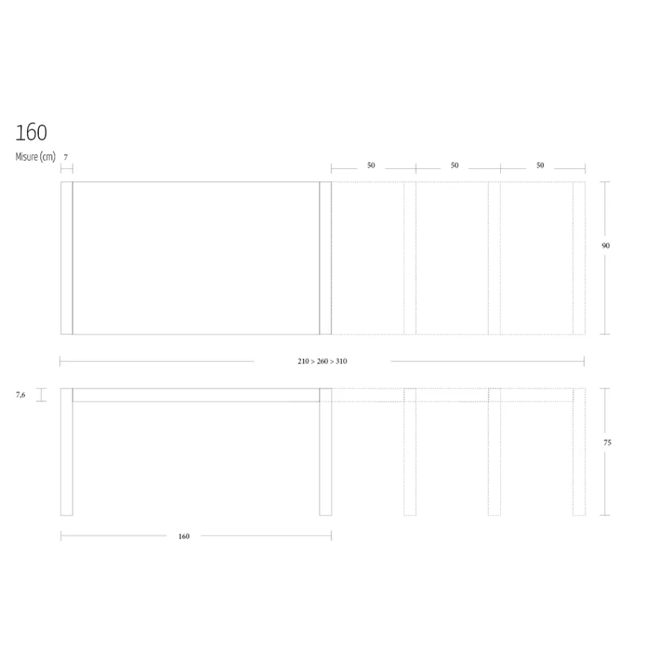 طاولة طعام معدنية قابلة للتمديد حتى 310 سم، صنع في إيطاليا - يوكليد Viadurini