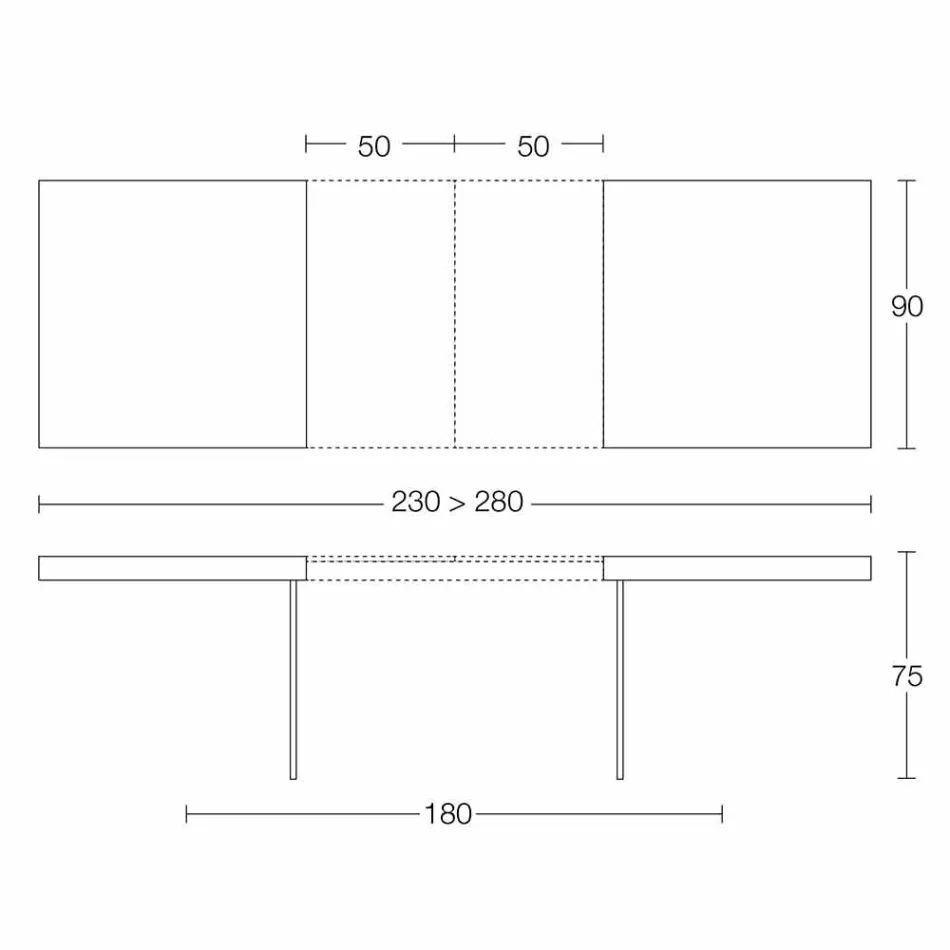 طاولة طعام قابلة للتمديد حتى 280 سم مصنوعة من الخشب والزجاج، صنع في إيطاليا - فوكس Viadurini