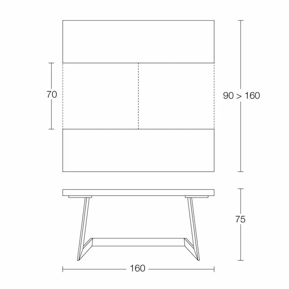 طاولة طعام قابلة للتمديد حتى 160 سم مصنوعة من الخشب في إيطاليا - يوجينيا Viadurini