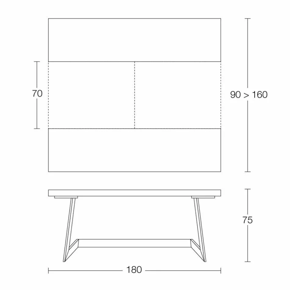 طاولة طعام قابلة للتمديد حتى 160 سم مصنوعة من الخشب في إيطاليا - يوجينيا Viadurini