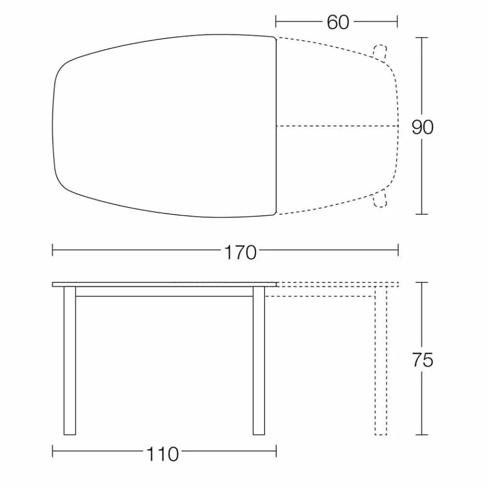طاولة طعام قابلة للتمديد حتى 170 سم مصنوعة من السيراميك في إيطاليا - تريميتي Viadurini