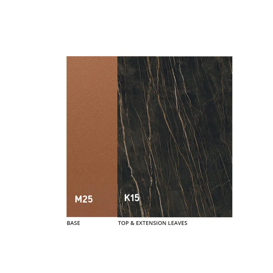 طاولة طعام قابلة للتمديد حتى 280 أو 298 سم من السيراميك المعدني - ريفيا Viadurini