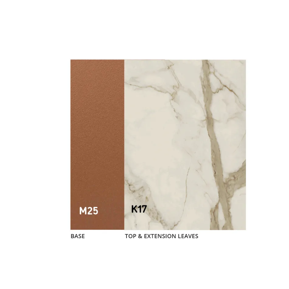 طاولة طعام قابلة للتمديد حتى 280 أو 298 سم من السيراميك المعدني - ريفيا Viadurini