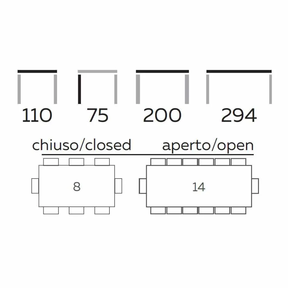 طاولة طعام قابلة للتمديد حتى 294 سم مصنوعة من الرخام والحجر الإيطالي - ماكرو Viadurini