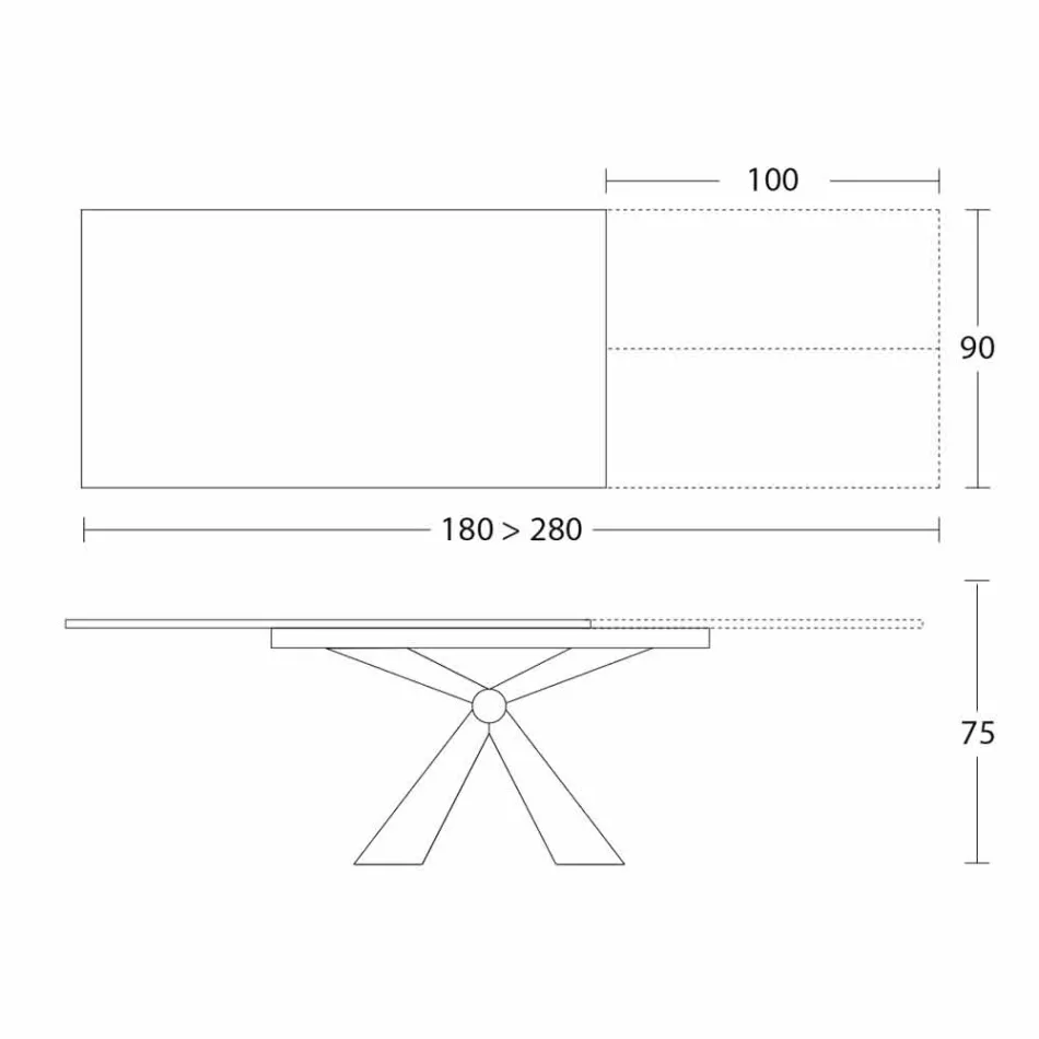طاولة طعام قابلة للتمديد حتى 298 سم من السيراميك، صنع في إيطاليا - أناكوندا Viadurini