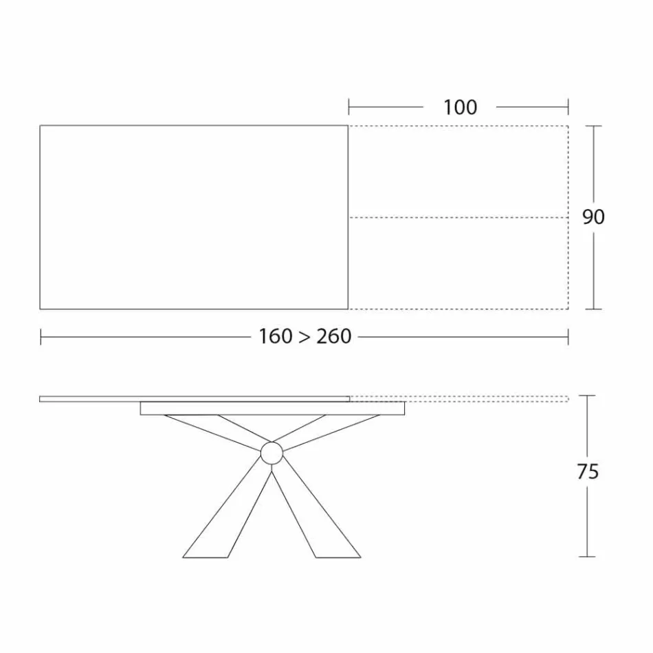 طاولة طعام قابلة للتمديد حتى 298 سم من السيراميك، صنع في إيطاليا - أناكوندا Viadurini