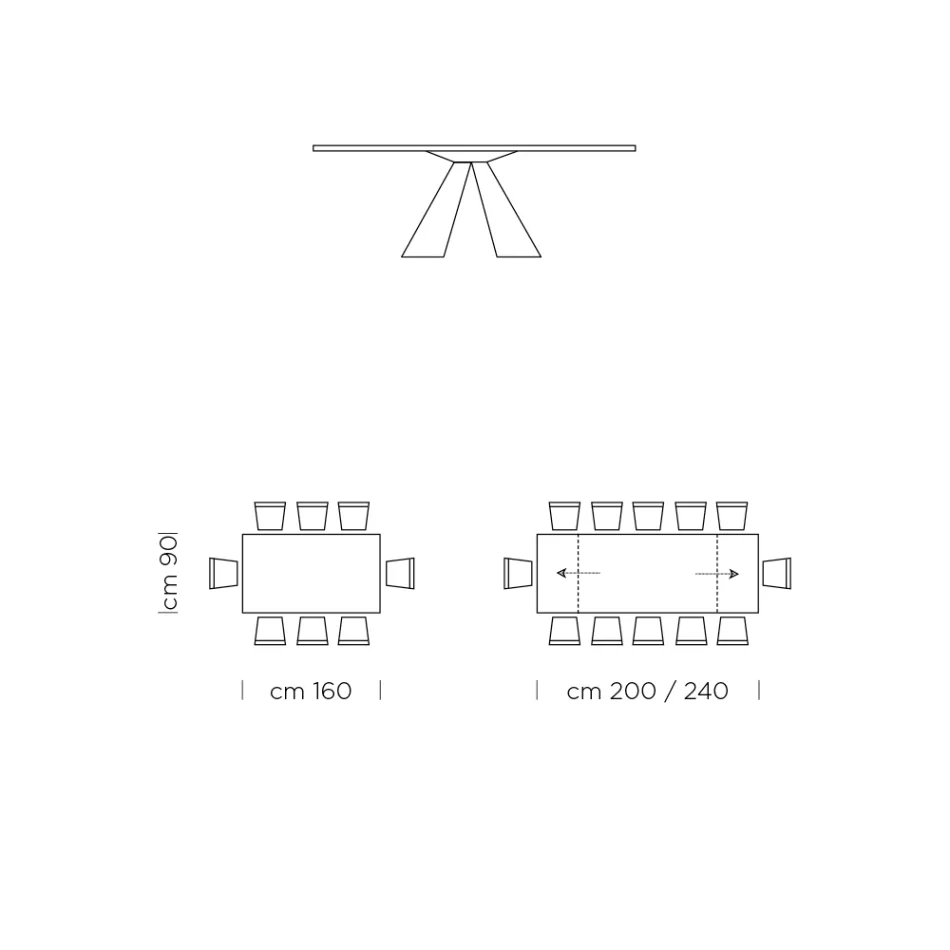 طاولة طعام قابلة للتمديد حتى 300 سم من فينيكس، صنع في إيطاليا - دالماتيان Viadurini