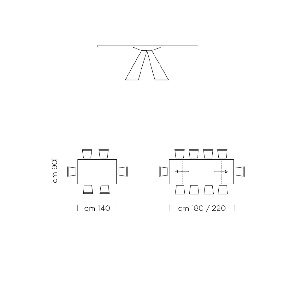 طاولة طعام قابلة للتمديد حتى 300 سم من فينيكس، صنع في إيطاليا - دالماتيان Viadurini