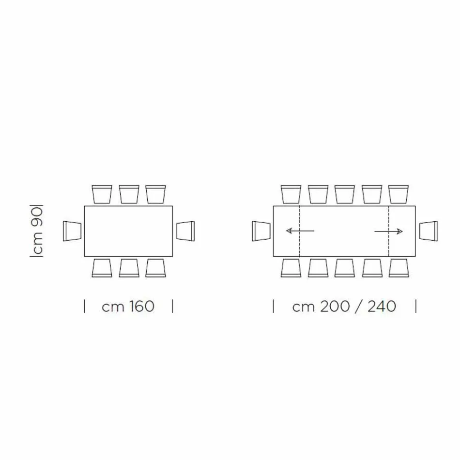 طاولة طعام قابلة للتمديد حتى 300 سم من الخشب الرقائقي، صنع في إيطاليا - جروتا Viadurini