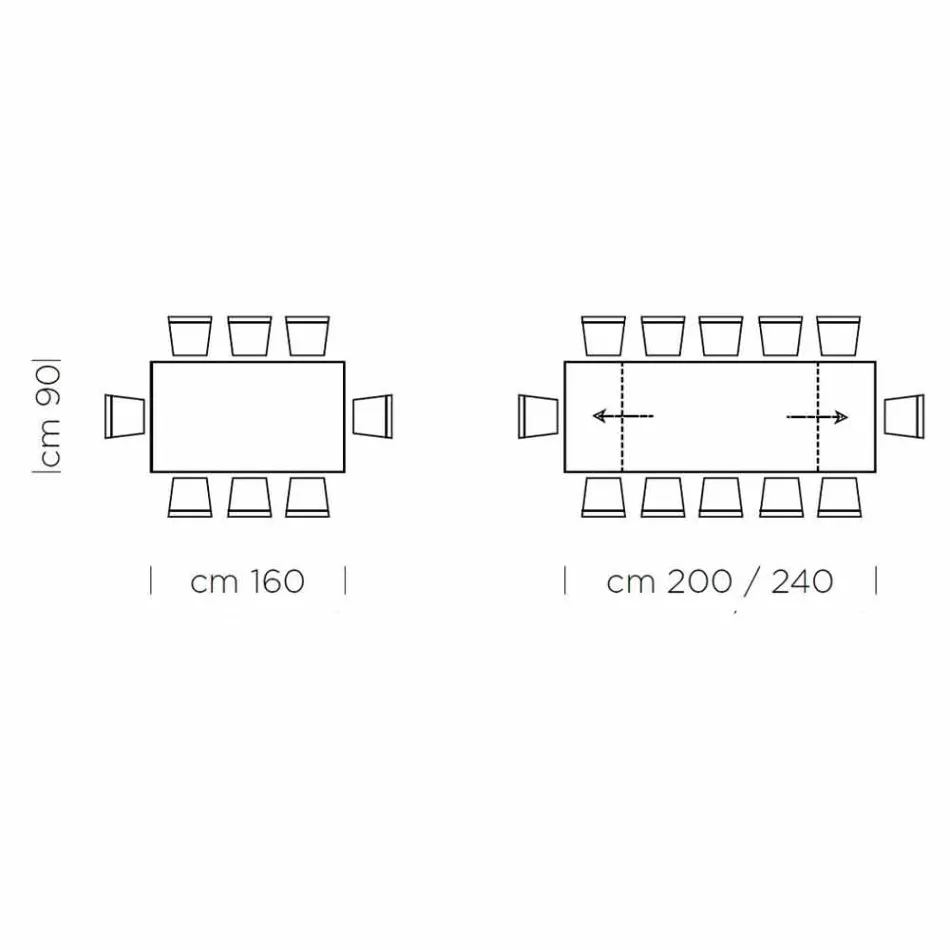 طاولة طعام قابلة للتمديد حتى 300 سم من الخشب الرقائقي، صنع في إيطاليا - سيتيميو Viadurini