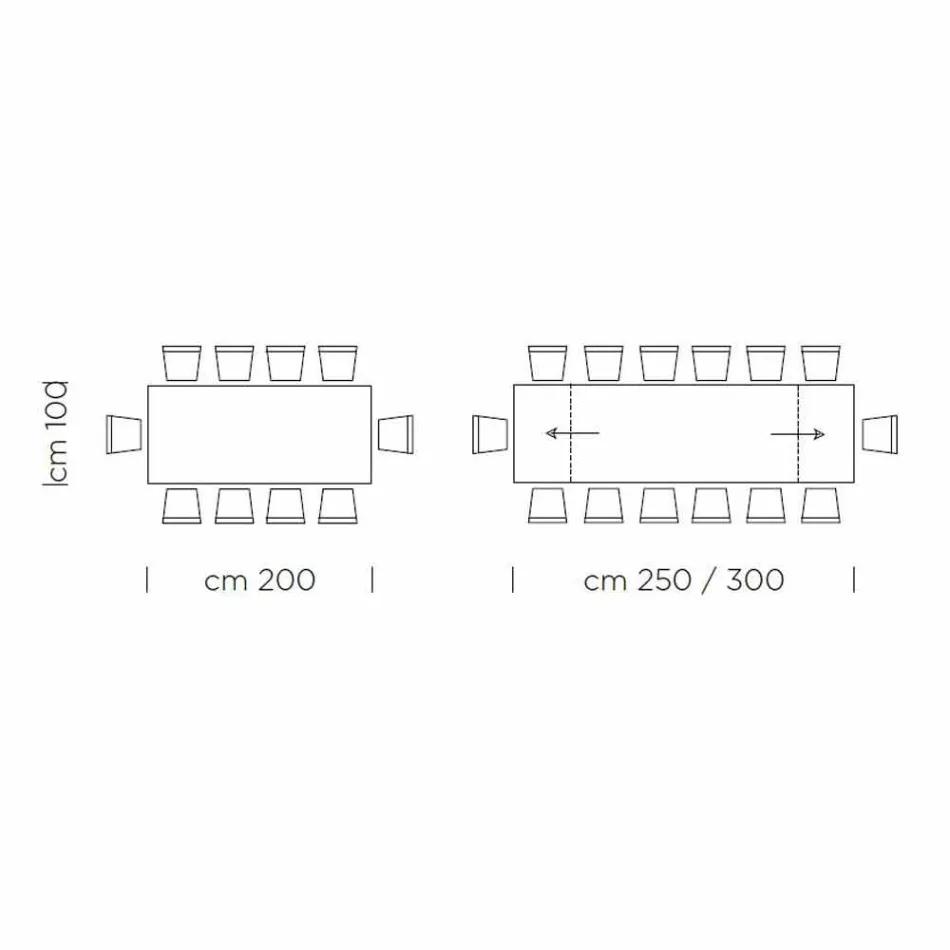طاولة طعام قابلة للتمديد حتى 300 سم من الخشب الرقائقي، صنع في إيطاليا - سيتيميو Viadurini