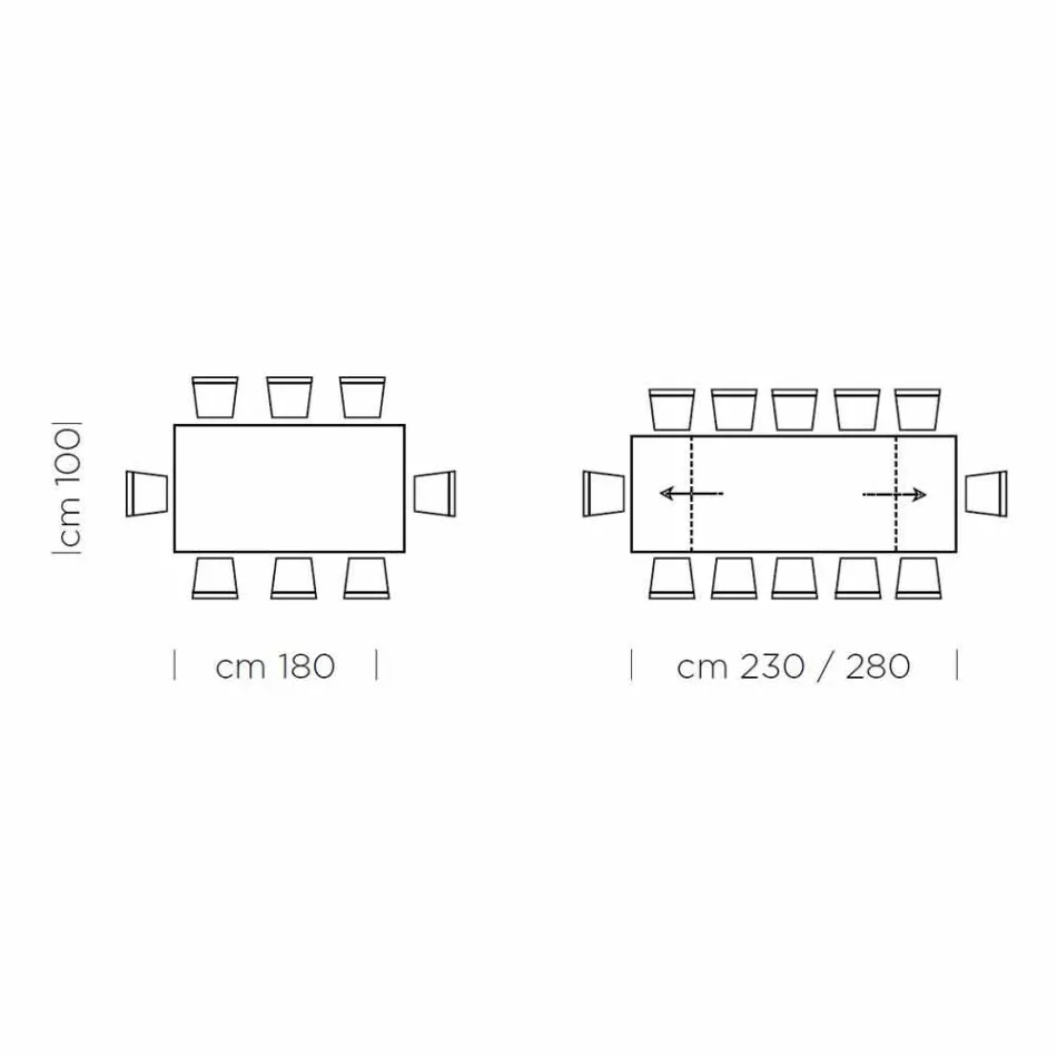 طاولة طعام قابلة للتمديد حتى 300 سم من الخشب الرقائقي، صنع في إيطاليا - سيتيميو Viadurini