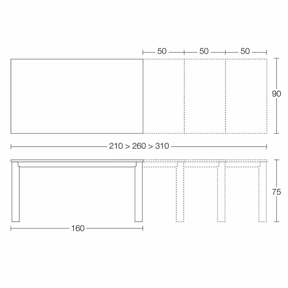 طاولة طعام قابلة للتمديد حتى 310 سم من السيراميك صنع في إيطاليا - بيتاجورا Viadurini