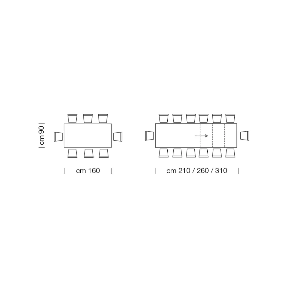 طاولة طعام قابلة للتمديد حتى 310 سم من الميلامين صنع في إيطاليا - السبعينيات Viadurini
