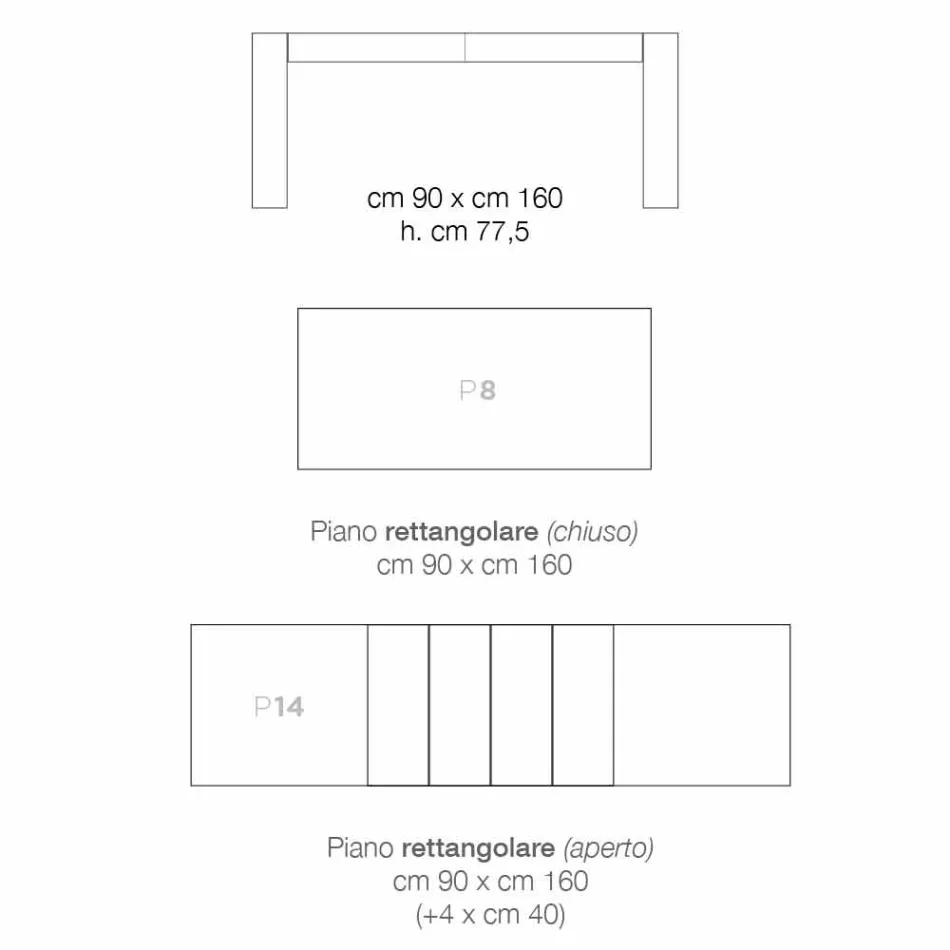 طاولة طعام قابلة للتمديد من خشب الميلامين، صنع في إيطاليا، أوكي Viadurini