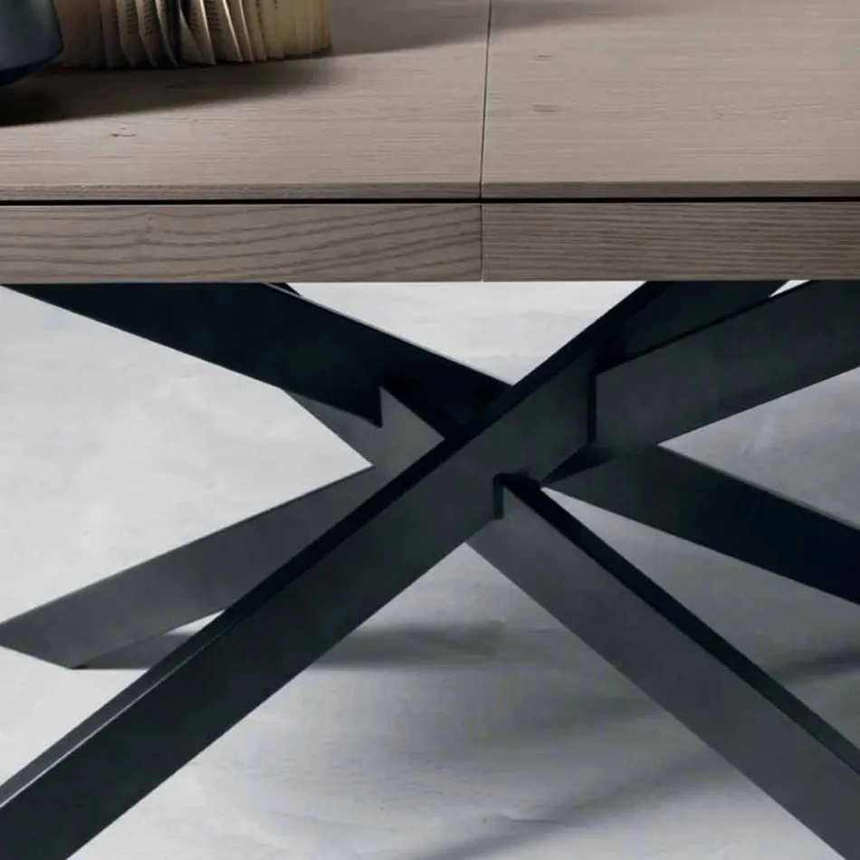 طاولة طعام قابلة للتمديد مصنوعة من خشب البلوط بطول 315 سم، صنعت في إيطاليا، أونسينو Viadurini