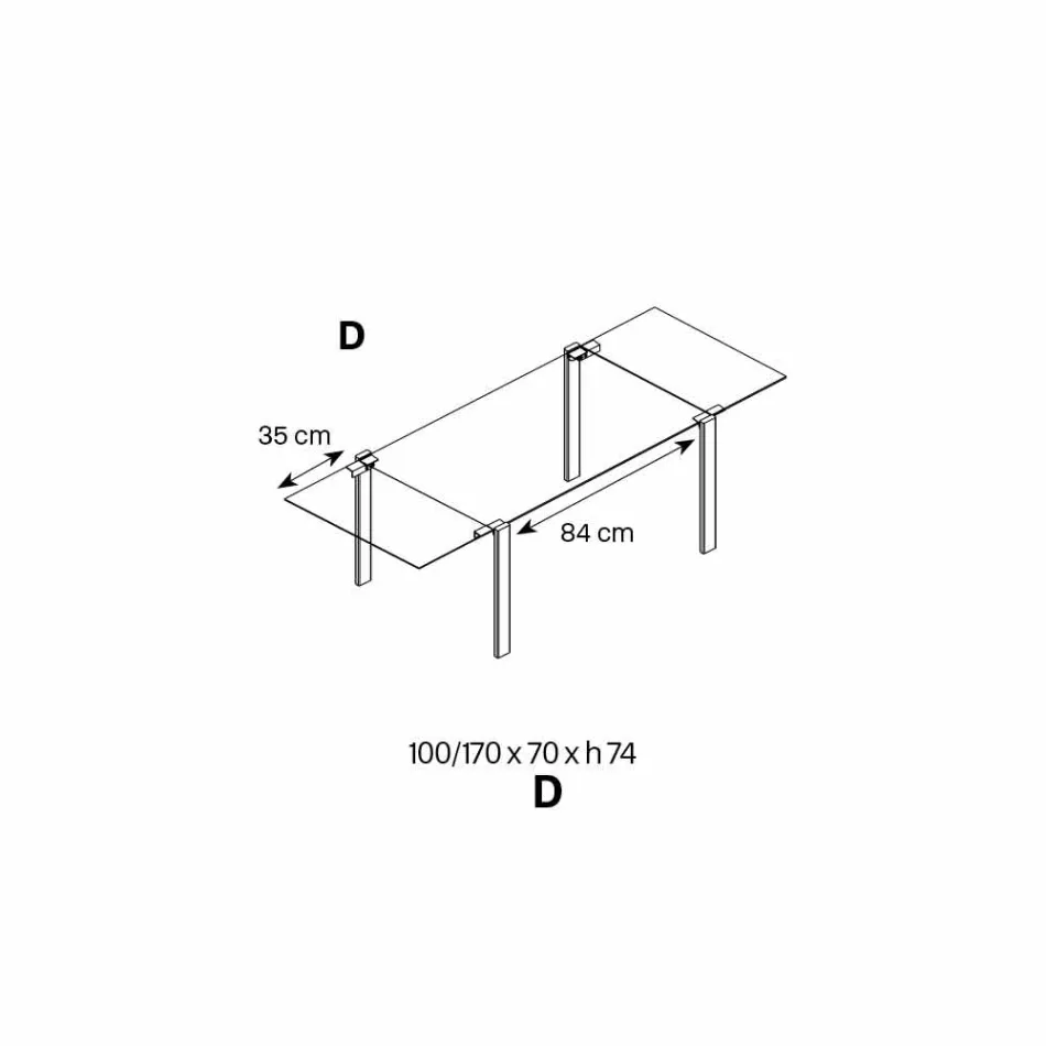 طاولة طعام قابلة للتمديد مصنوعة من الزجاج والمعدن فائق الخفة، صنع في إيطاليا - سوبوت Viadurini