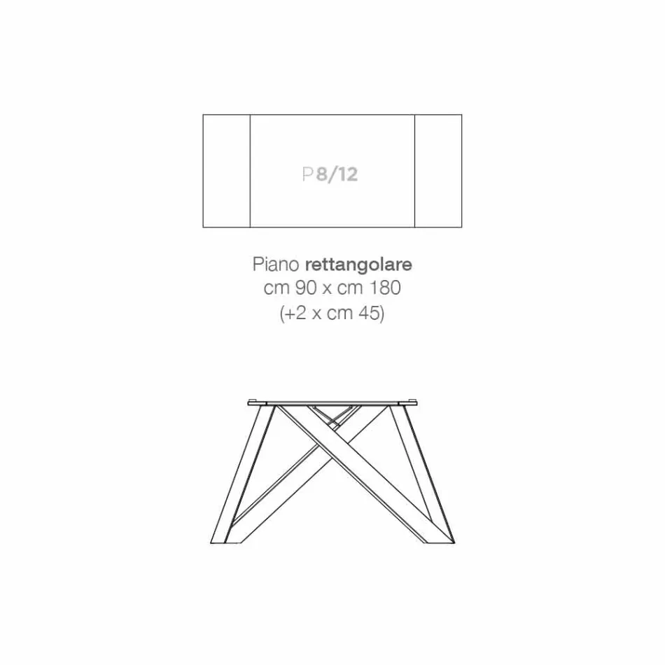 طاولة طعام زجاجية سيراميكية قابلة للتمديد، صنعت في إيطاليا، ويلمر Viadurini
