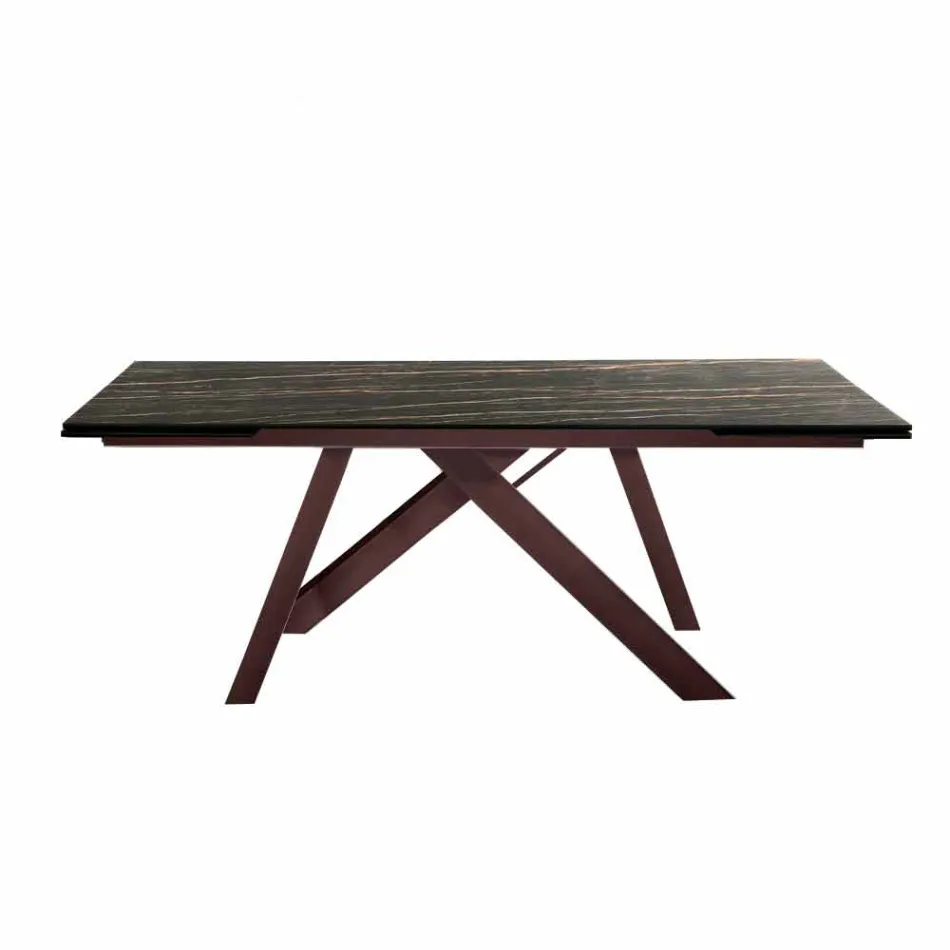 طاولة طعام قابلة للتمديد مصنوعة من الزجاج والسيراميك في إيطاليا، ويلمر Viadurini