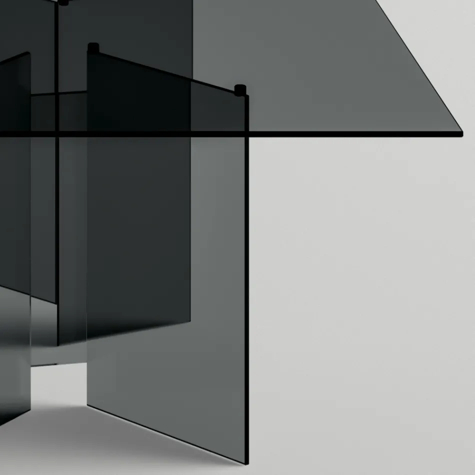 طاولة طعام بقاعدة وسطح زجاجي مستطيل، صنع في إيطاليا - تومي Viadurini