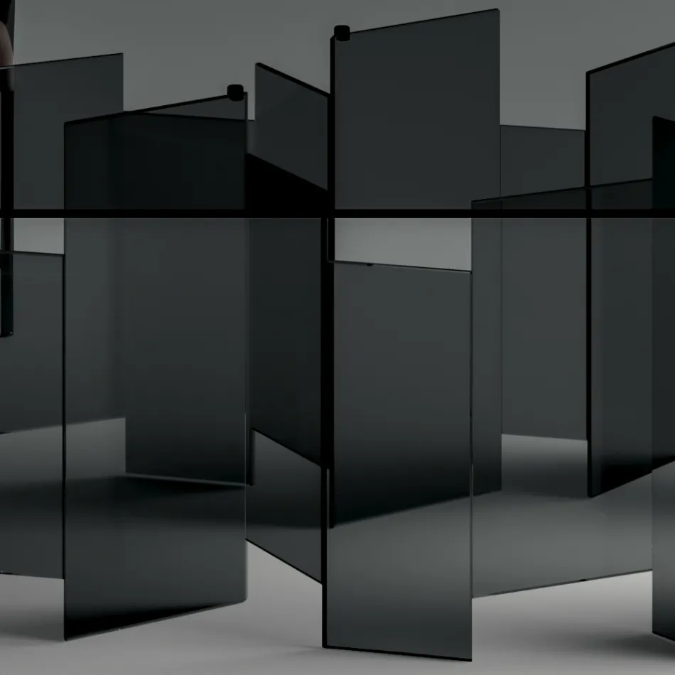 طاولة طعام بقاعدة وسطح زجاجي مستطيل، صنع في إيطاليا - تومي Viadurini