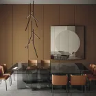 طاولة طعام بقاعدة وسطح زجاجي مستطيل، صنع في إيطاليا - تومي Viadurini