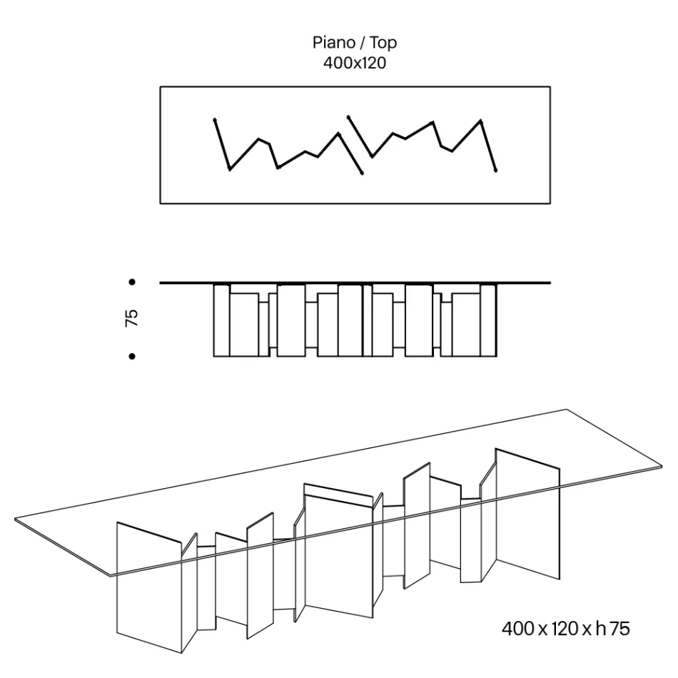 طاولة طعام بقاعدة وسطح زجاجي مستطيل، صنع في إيطاليا - تومي Viadurini
