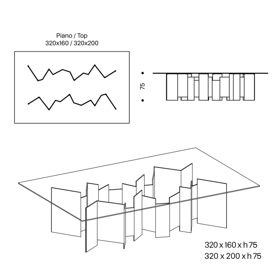 طاولة طعام بقاعدة وسطح زجاجي مستطيل، صنع في إيطاليا - تومي Viadurini