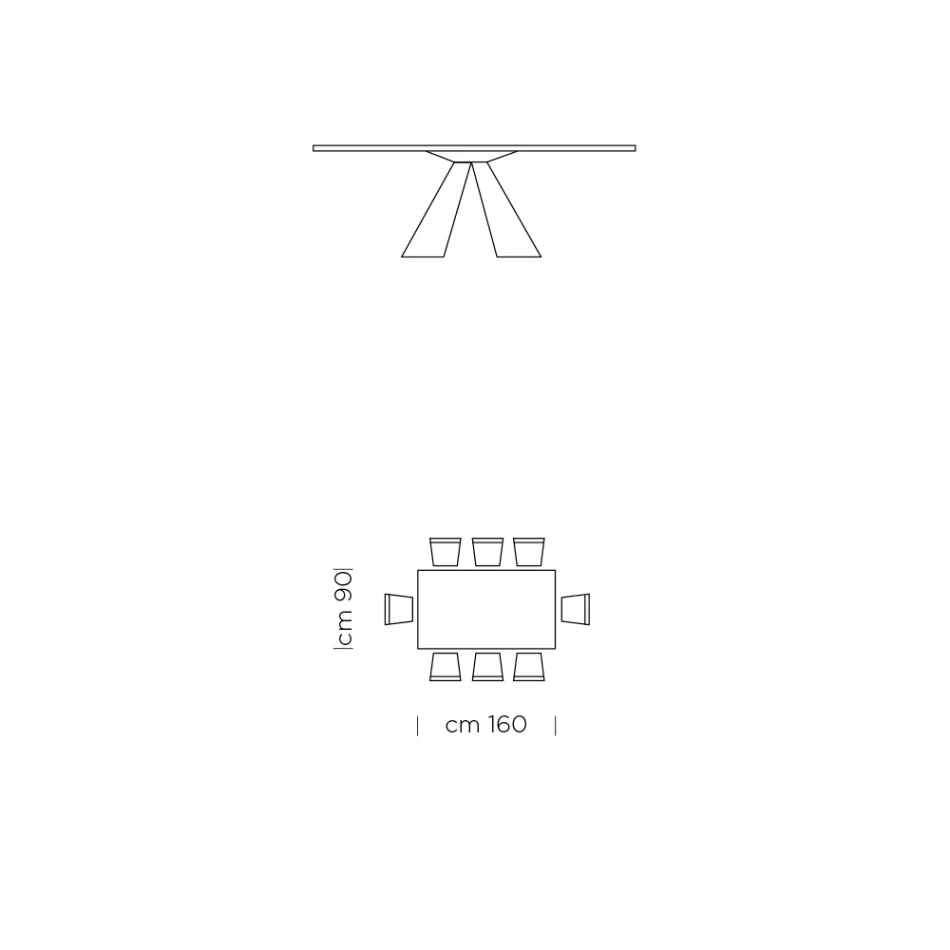 طاولة طعام بسطح فينيكس وقاعدة فولاذية، صنع في إيطاليا - دالماتيان Viadurini