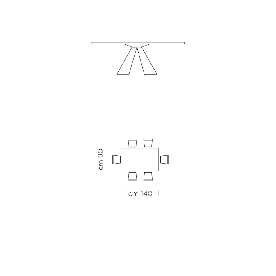 طاولة طعام بسطح فينيكس وقاعدة فولاذية، صنع في إيطاليا - دالماتيان Viadurini